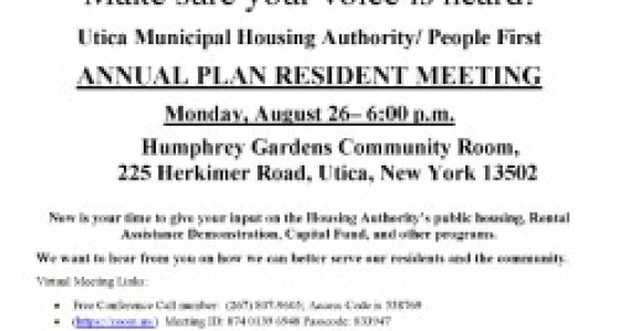 Annual Plan Resident Meeting, August 26th